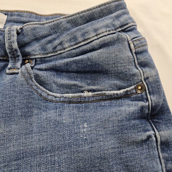 Pistola Women Jeans 28 Tapered Ankle Mid Rise Skinny Slit Hem Distressed Stretch - Picture 7 of 15